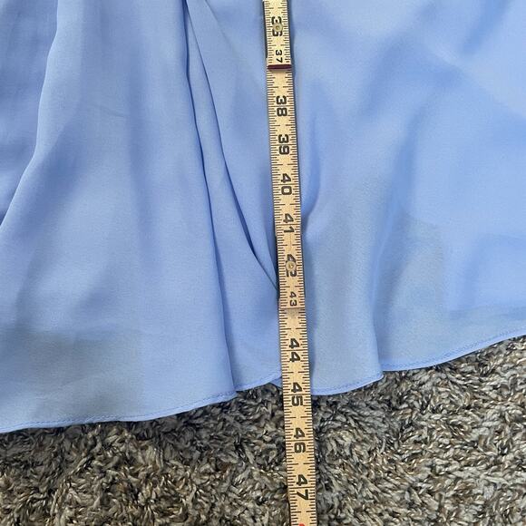 Vintage Cocktail Dress Size 14 Light Blue Lace Bow Puff Sleeve Formal Party Midi - Picture 15 of 16